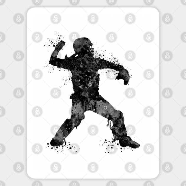 Girl Baseball Catcher Black and White Silhouette Sticker by LotusGifts